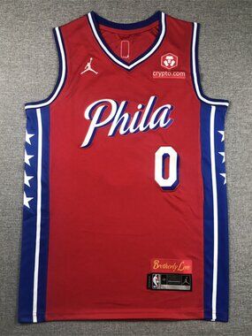 Men's Phila #0 Red Stars & Stripes Basketball Tank